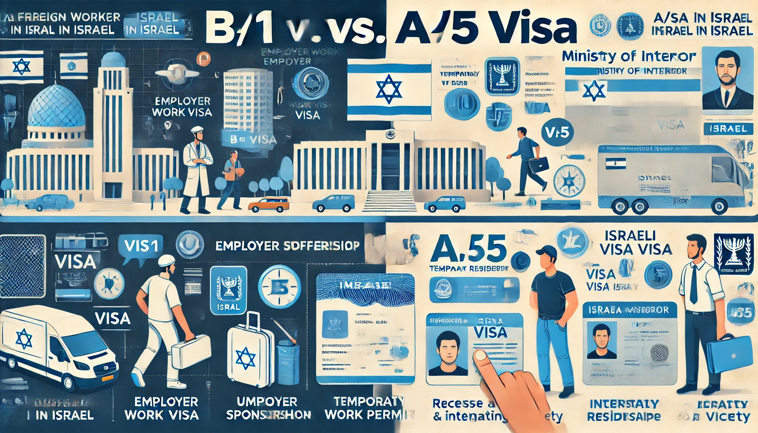 ההבדל בין אשרת עבודה B/1 לבין אשרת תושבות A/5 לבני זוג בישראל